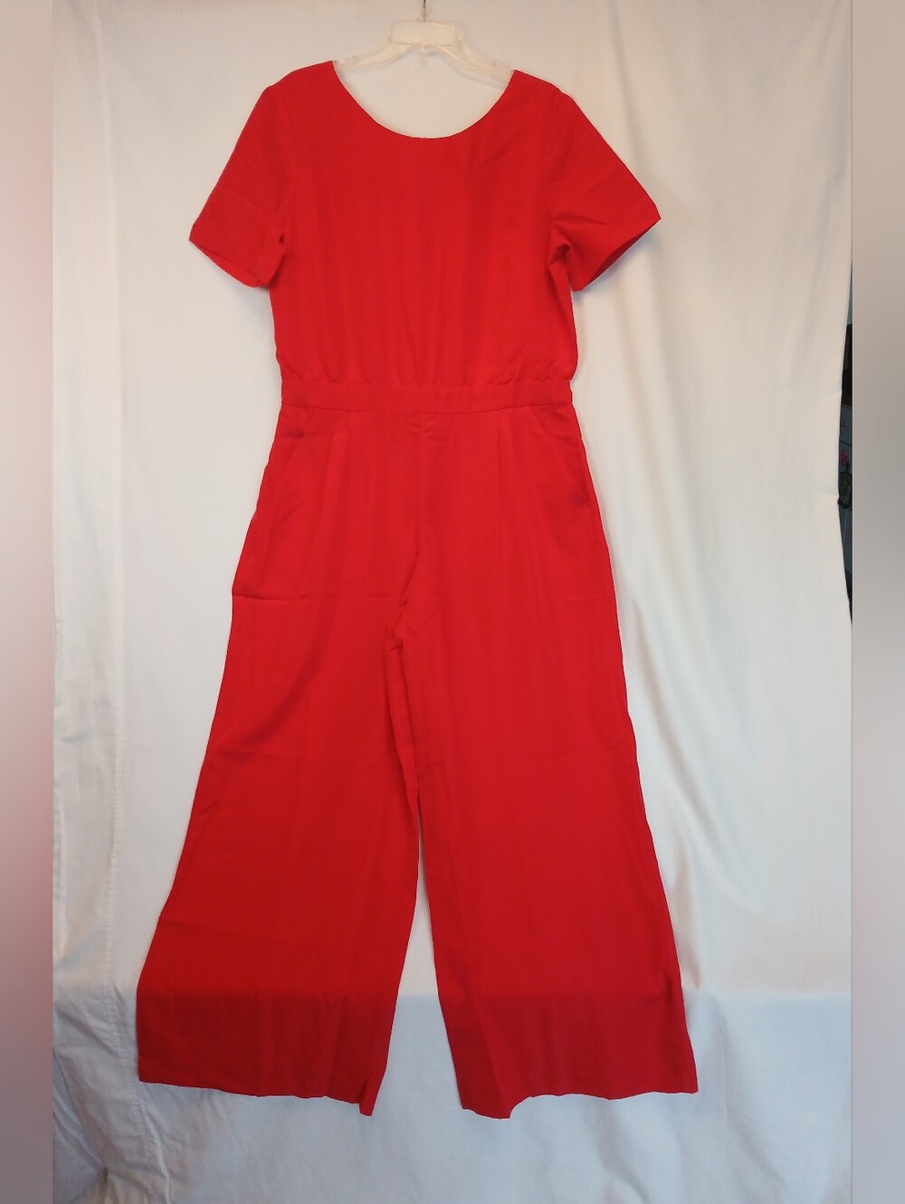 MetroStyle Red Wide Leg Short Sleeve Jumpsuit 16P NWOT
